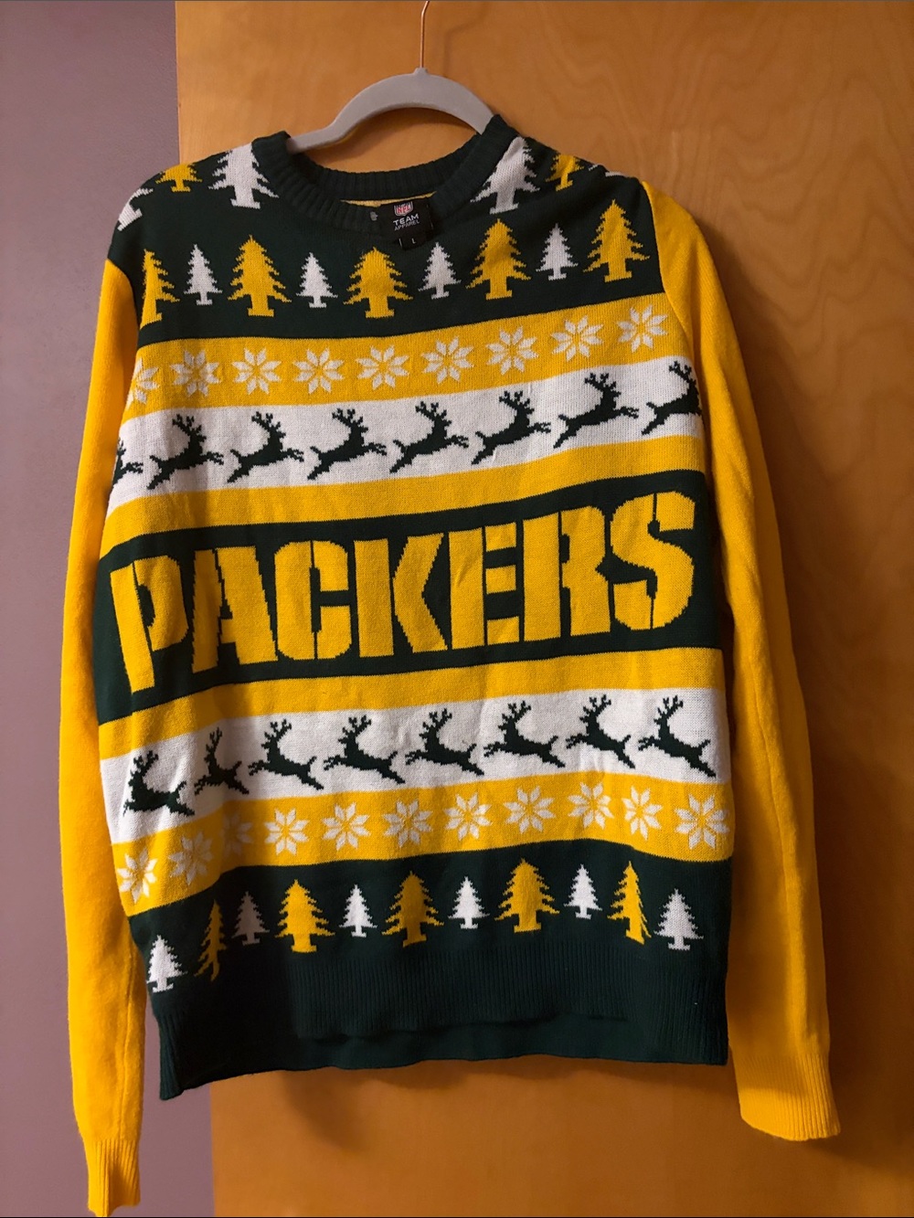 NFL Green & Yellow Packers Holiday Crewneck Sweater